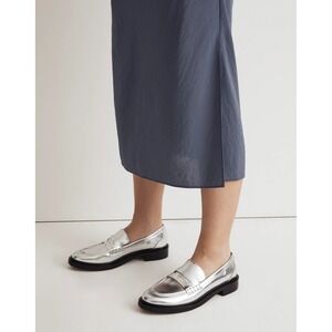 Madewell The Vernon Loafer in Silver Slip On Casual Women's Size 7.5